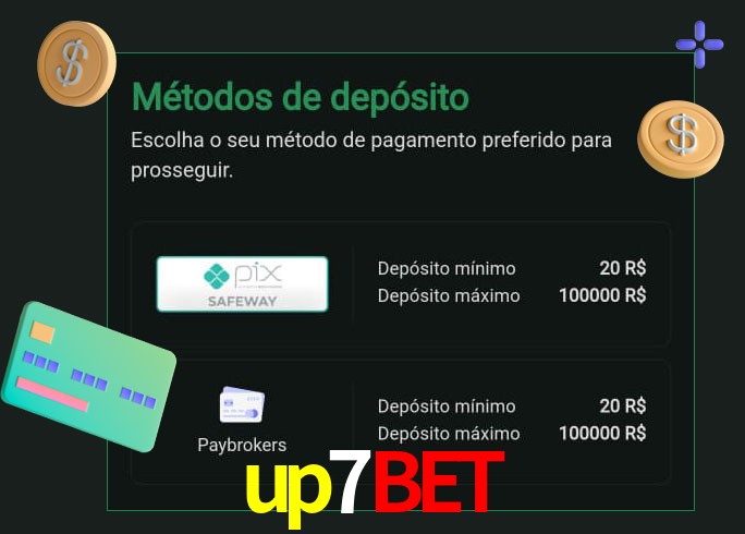 O cassino up7bet oferece uma grande variedade de métodos de pagamento